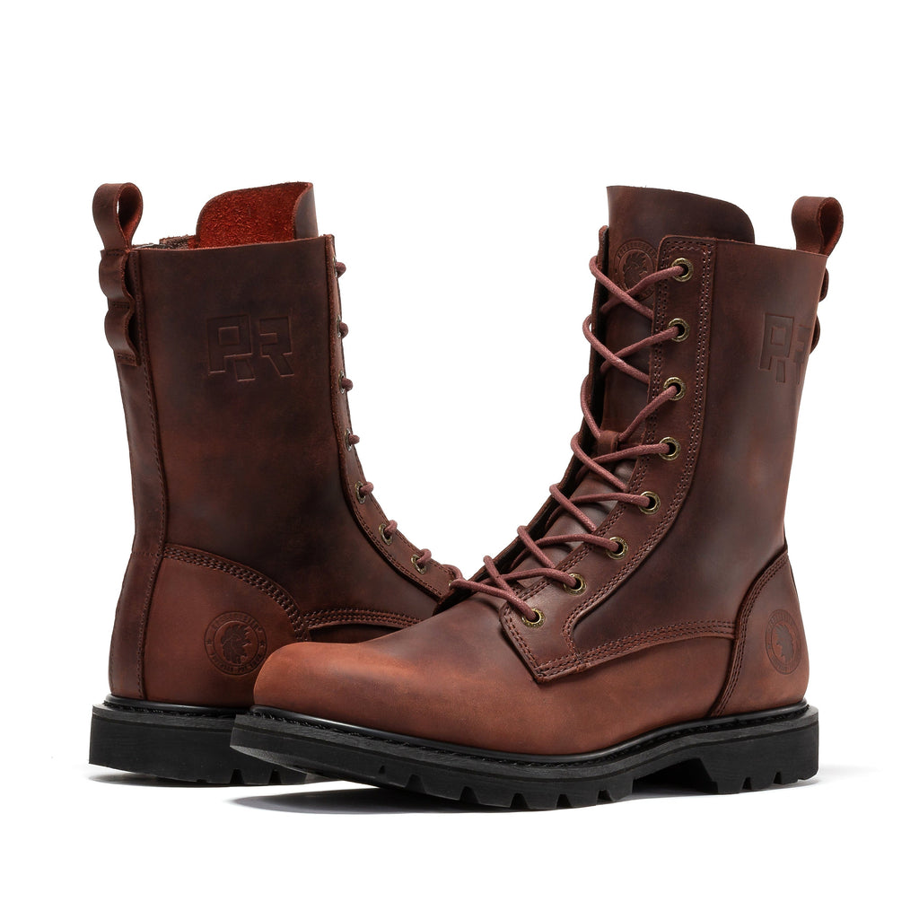 ROCKROOSTER Mantua Men's 8 inch Zip-sided Soft Toe Lug Sole Work Boots SAP130
