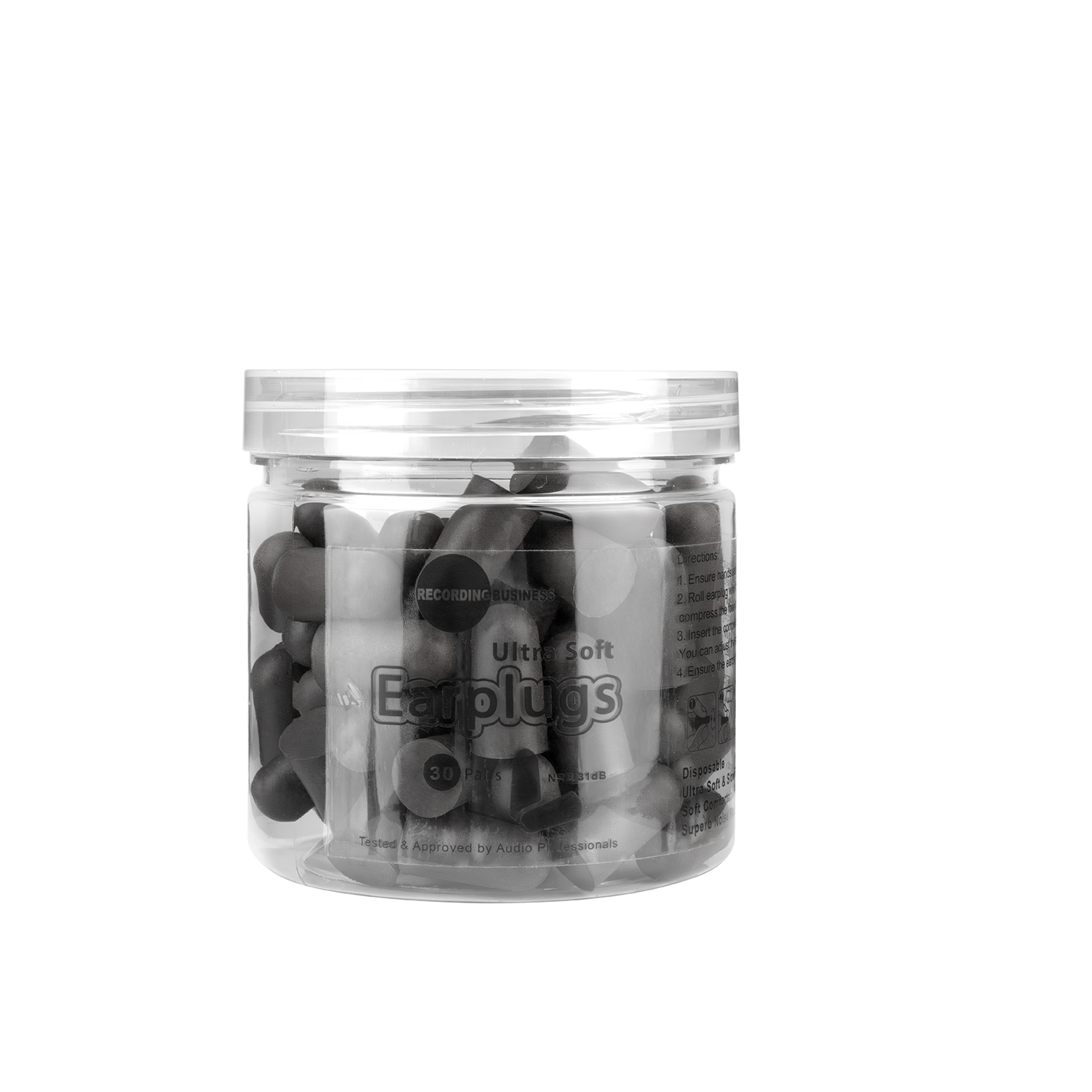 Ultra Soft Earplugs 31dB NRR (30 Pairs) - Black