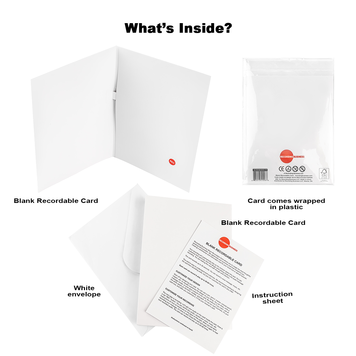 (12-Pack) Blank Recordable DIY Greeting Cards