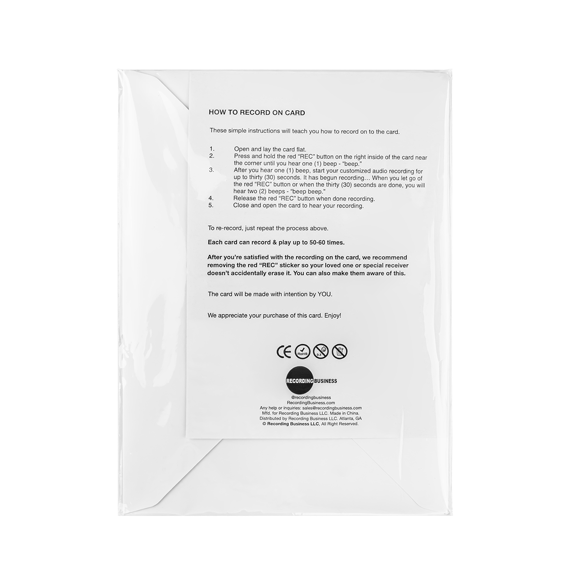 (12-Pack) Blank Recordable DIY Greeting Cards