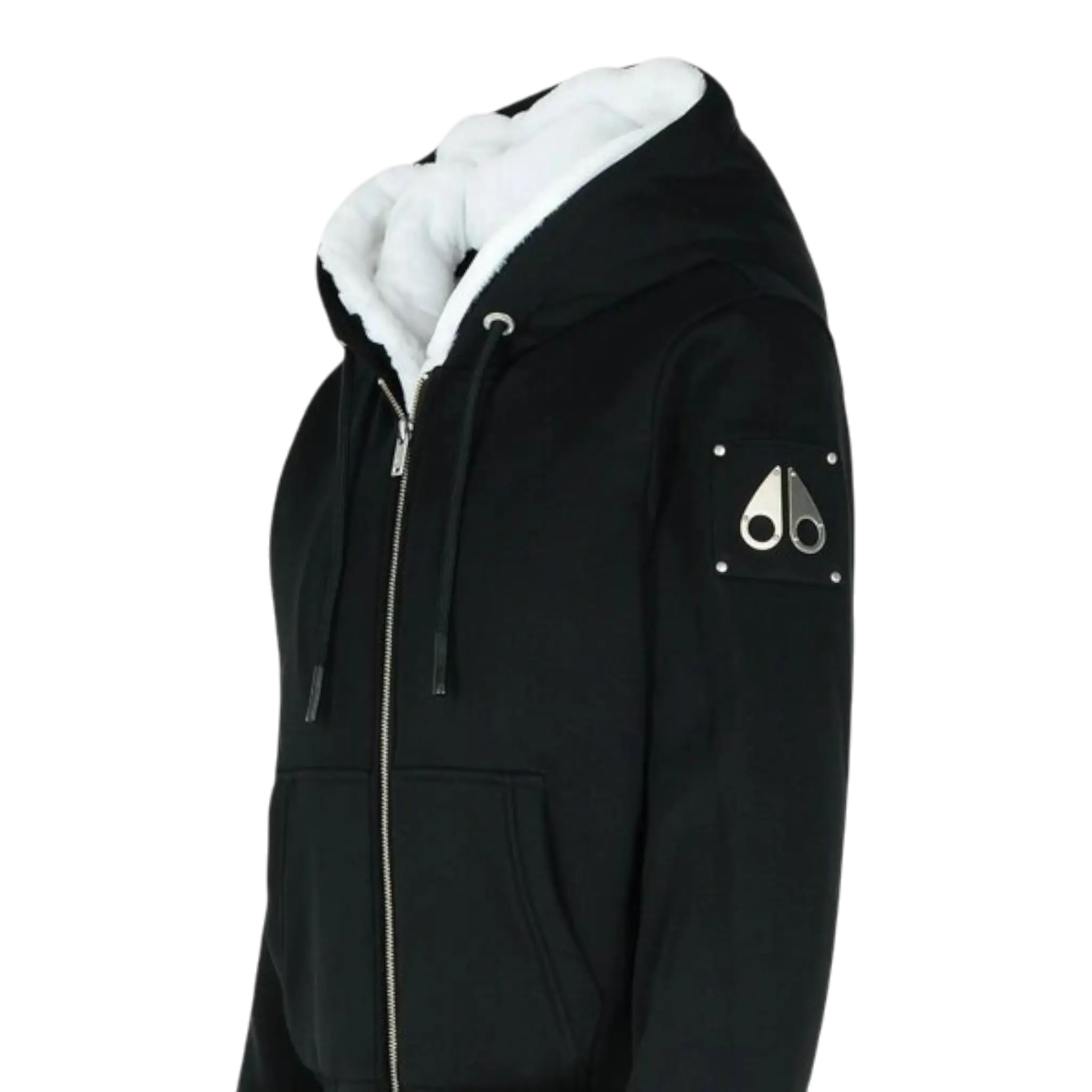 MOOSE KNUCKLES CLASSIC BUNNY MEN Zip-Up Hoodie Black/White Fur
